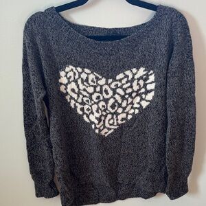 Express Charcoal Sweater with Heart Design